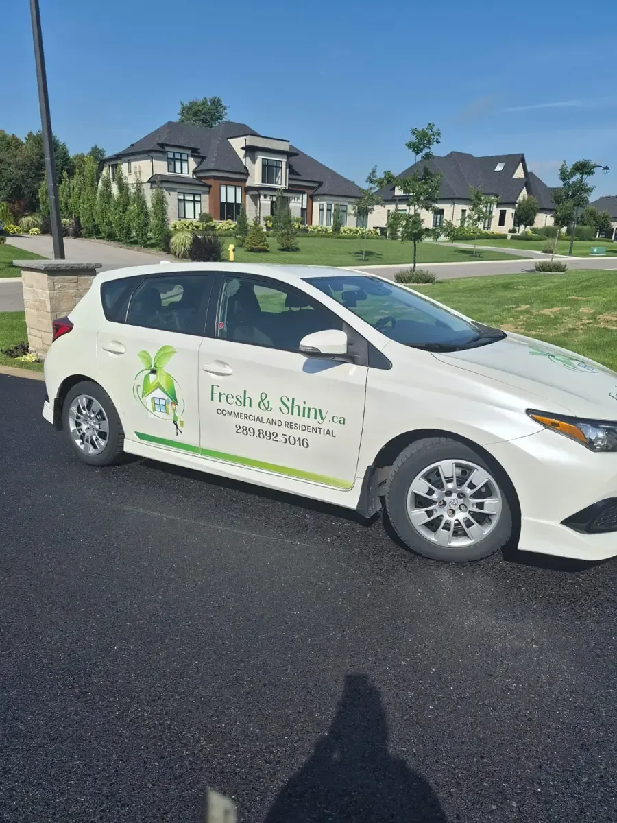 Fresh & Shiny Cleaning Services vehicle during a residential cleaning visit in Deer Creek, Ajax, Ontario.