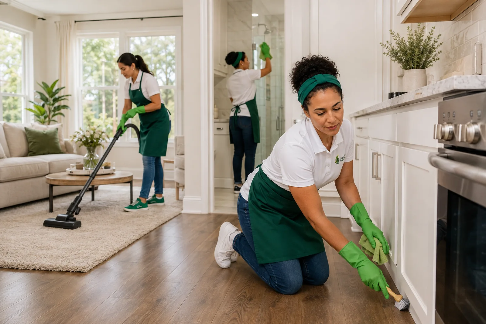 Fresh & Shiny cleaning team performing regular and deep cleaning in a Durham Region home