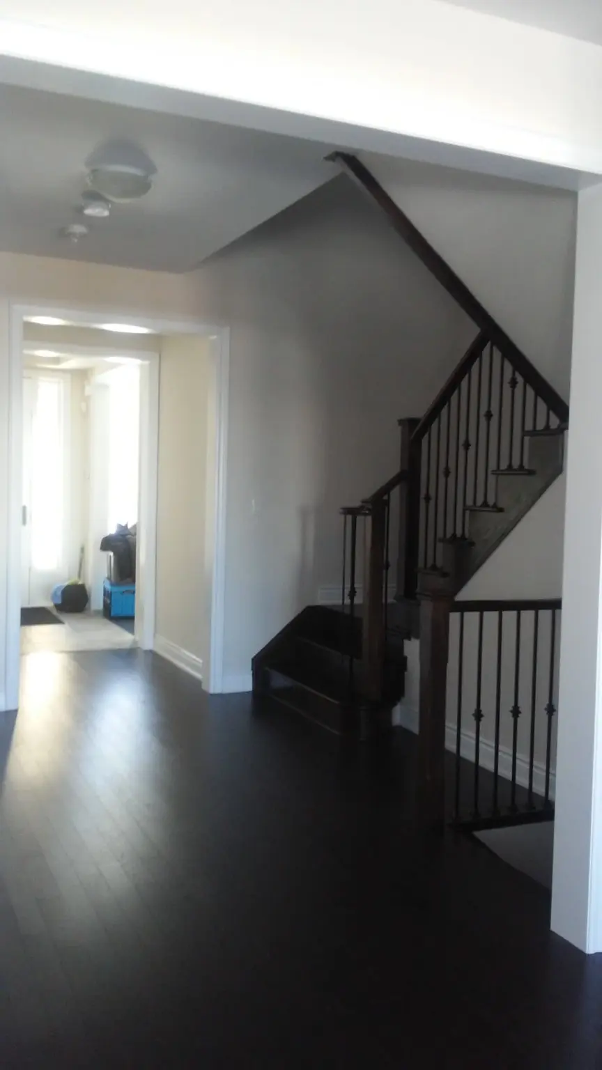 Clean hardwood staircase after professional move-in cleaning in Pickering